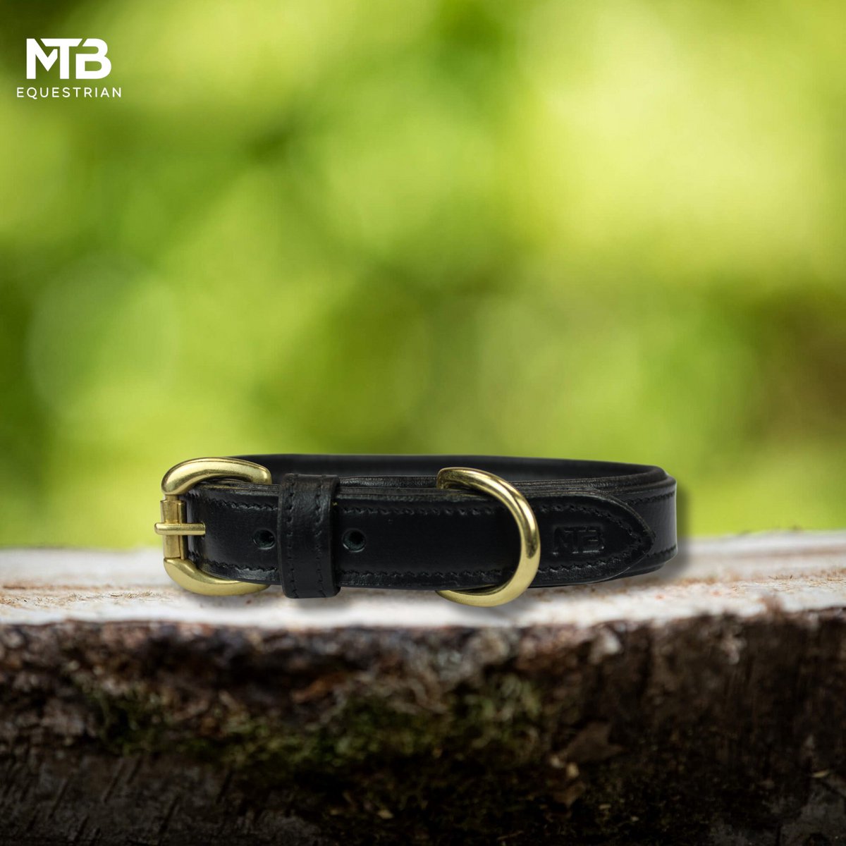 Leren Hondenhalsband – Zwart Soft Design – Maat S – Handgemaakt & Comfortabel – MTB Equestrian