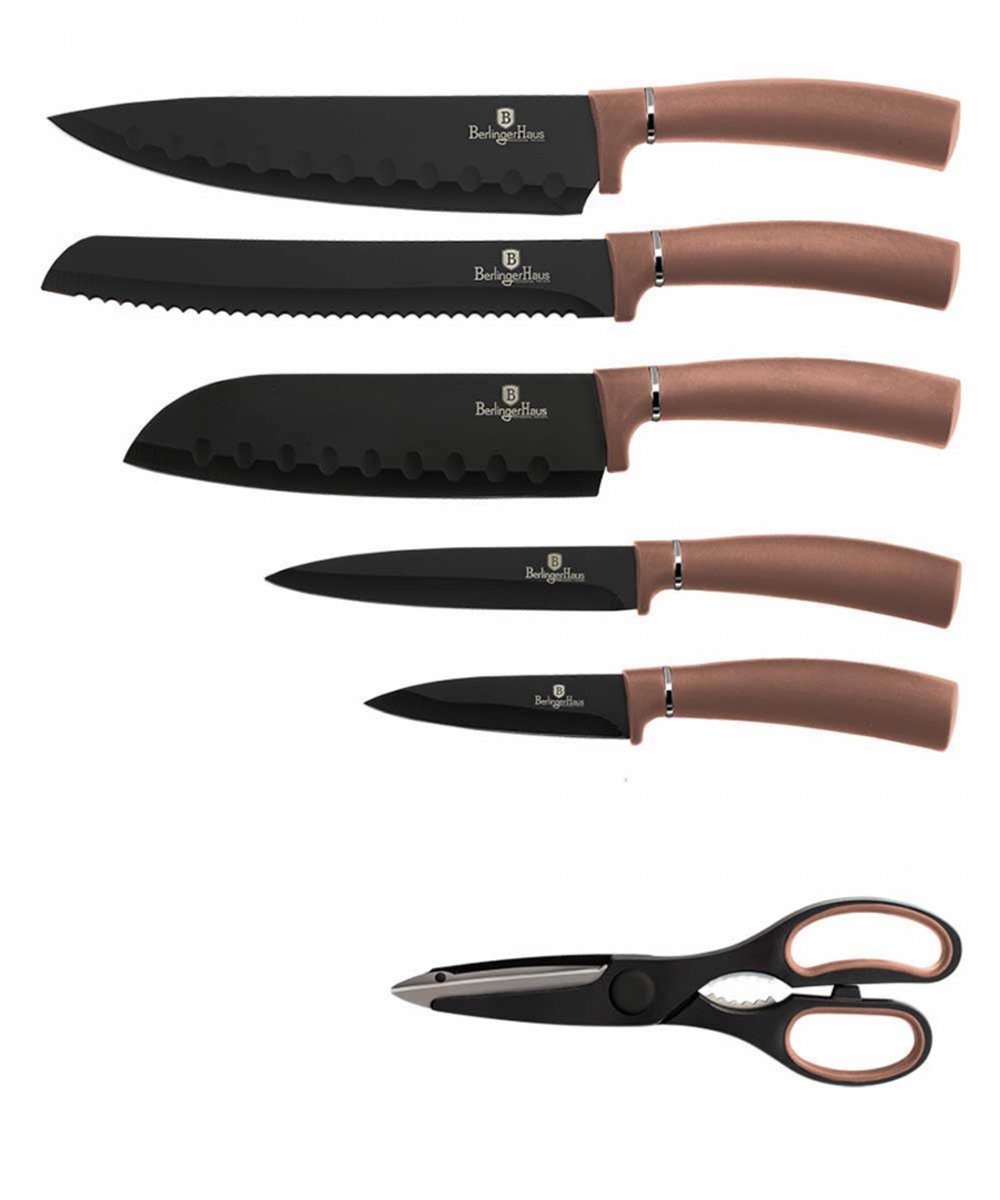 Berlinger Haus Rose Gold Serie - Messenset - 7-Delig - Met Blok - Ergonomische Handgreep