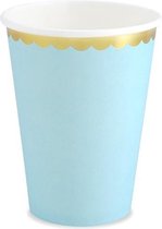 Gobelets en papier - Bleu avec bord doré métallisé (6 pièces) - Party Deco