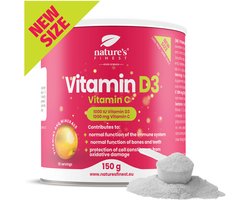 Nature's Finest Vitamine D3 + C Poeder 150g – Hoge Dosis Vitamine D3 1000 IU & Vitamine C 1000mg - Immuunsysteem Ondersteuning - Tegen Vermoeidheid - Zonder Suiker - Vegan