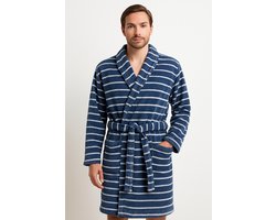 Saphira Unisex Badjas – Blauwe Streep – 100% Katoen Badstof – Vaderdag UITVERKOOP – Het Beste Vaderdagcadeau – Badjas Heren & Dames – Maat M