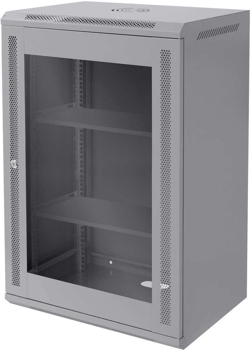Netwerkkast 18 U 19 inch grijs 600 x 900 x 450 mm volledig gemonteerd Draagvermogen 60 kg