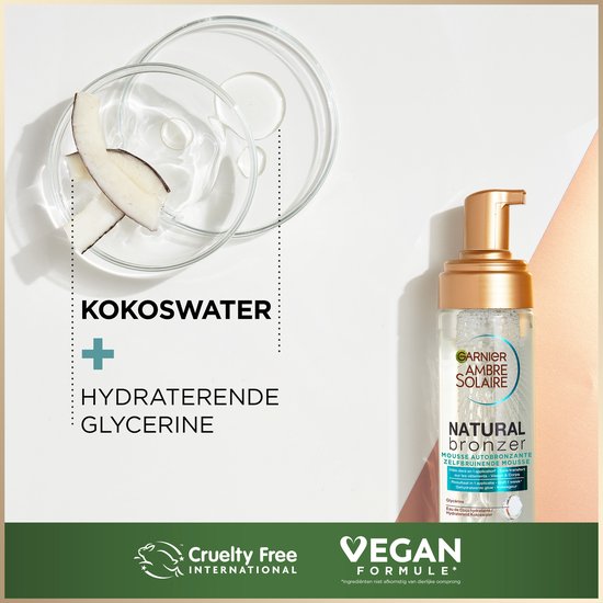 Garnier Ambre Solaire Self Tan Mousse - Zelfbruiner voor Lichaam & Gezicht met Hydraterend Kokoswater - 200ml