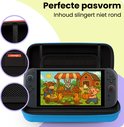 Blauwe Nintendo Switch case met een perfecte pasvorm, met vakjes voor cartridges.