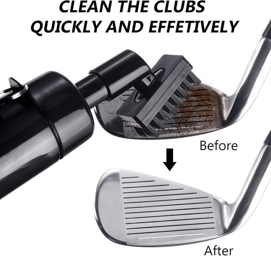 Golf accessoires-Golfclubborstel en groefreinigingsgereedschap-Met lekvrije opslagbuis, knijpfles, borstelkop, en karabijnhaak van Merkloos — afbeelding 3