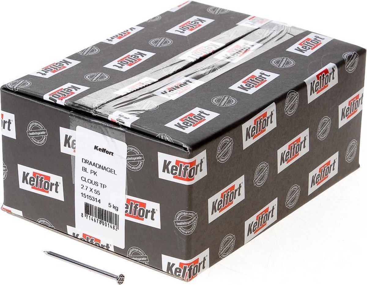 Kelfort draadnagel plat geruite kop blank 2.7 x 55mm 5kg