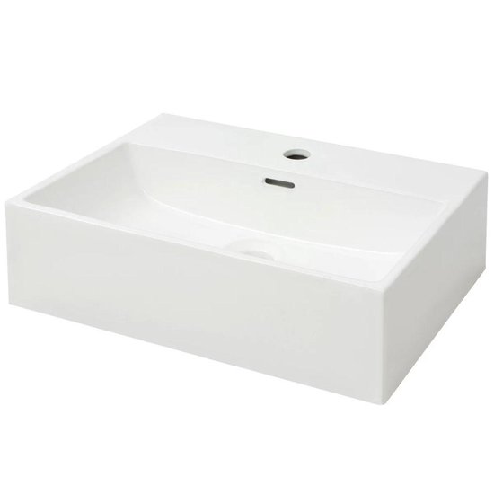 vidaXL Lavabo avec trou pour robinet blanc 51,5x38,5x15 cm céramique