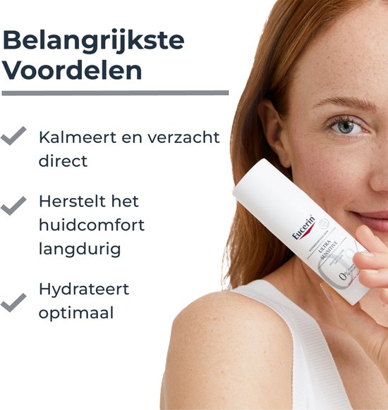 Eucerin UltraSENSITIVE Kalmerende Dagcreme voor Vrouwen - Normale tot Gemengde Huid - Rosacea Crème - 50ml