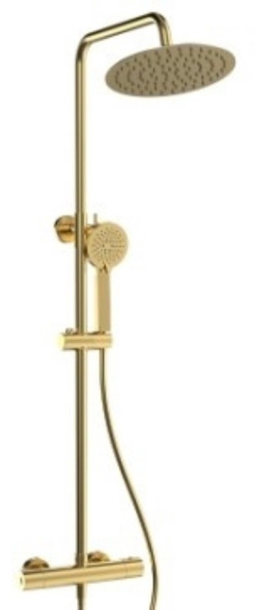Rondo regendoucheset met hoofddouche 25 cm handdouche 3 Standen mat goud