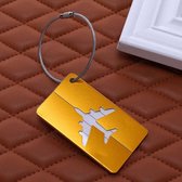 2 metallic gouden bagagelabels van aluminium | Goedkope bagagelabels | Vakantie bagagelabels | Koffer labels goud