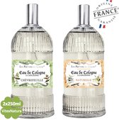 Kamperfoelie en Naturelle Eau de Cologne 2 x 250 ML | merk A L'Ancienne | unisex | multifunctioneel als parfum, roomspray en fris linnengoed | Franse Parfum de Grasse