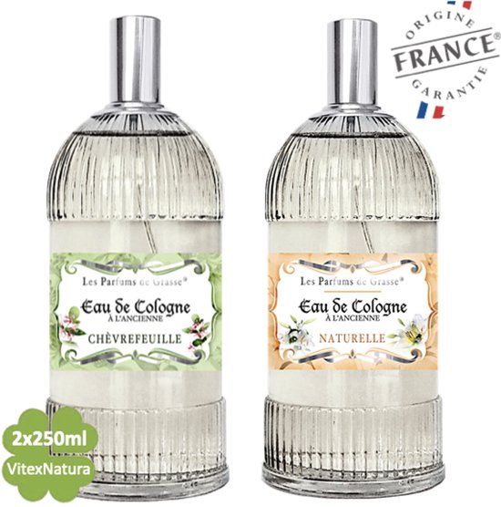 Kamperfoelie en Naturelle Eau de Cologne 2 x 250 ML | merk A L'Ancienne | unisex | multifunctioneel als parfum, roomspray en fris linnengoed | Franse Parfum de Grasse