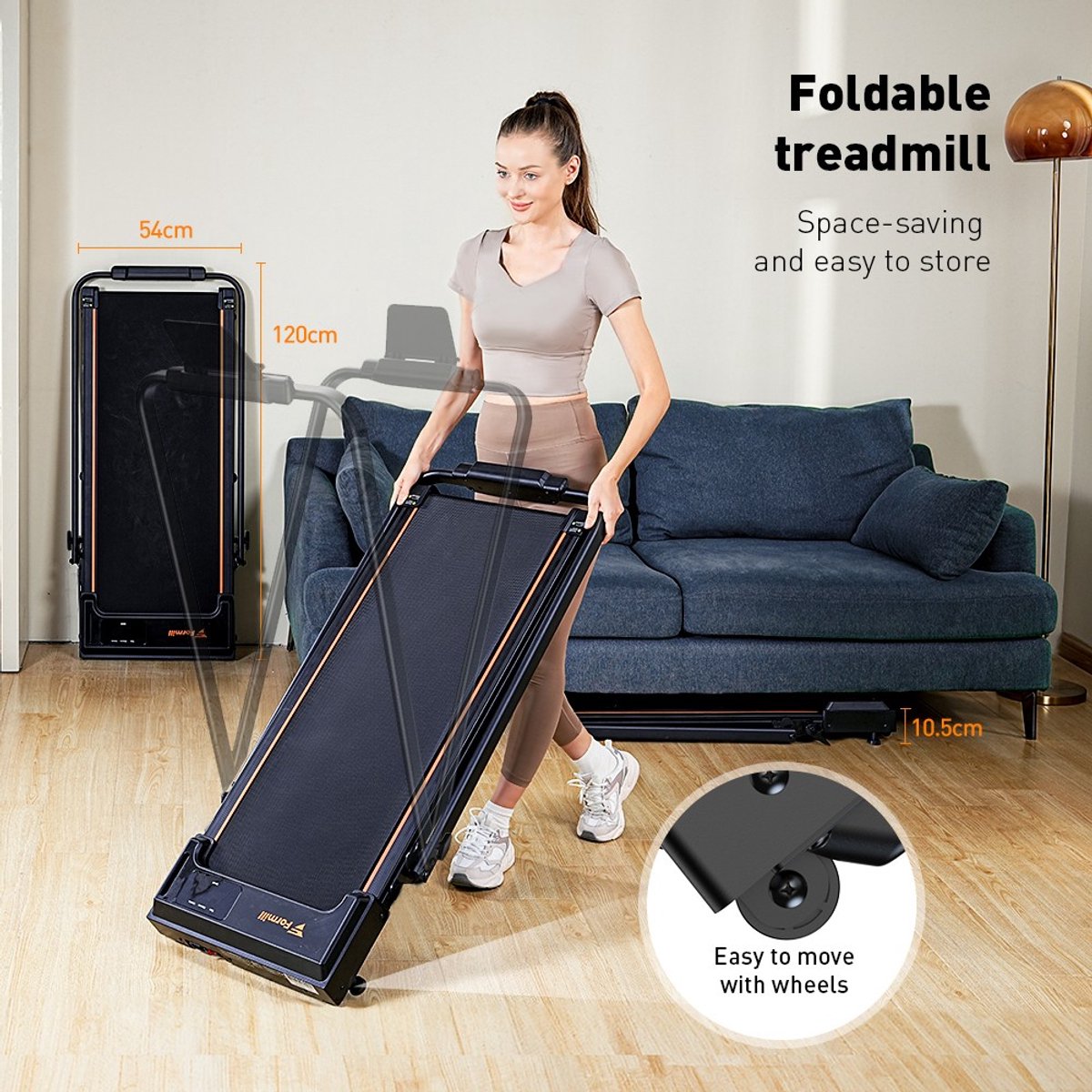 Afbeelding 2 van Grokos - Loopband - Inklapbaar - 1-10.8km/u - Wandelband onder bureau - Walking Pad - Opvouwbare Loopband - Treadmill - Zwart