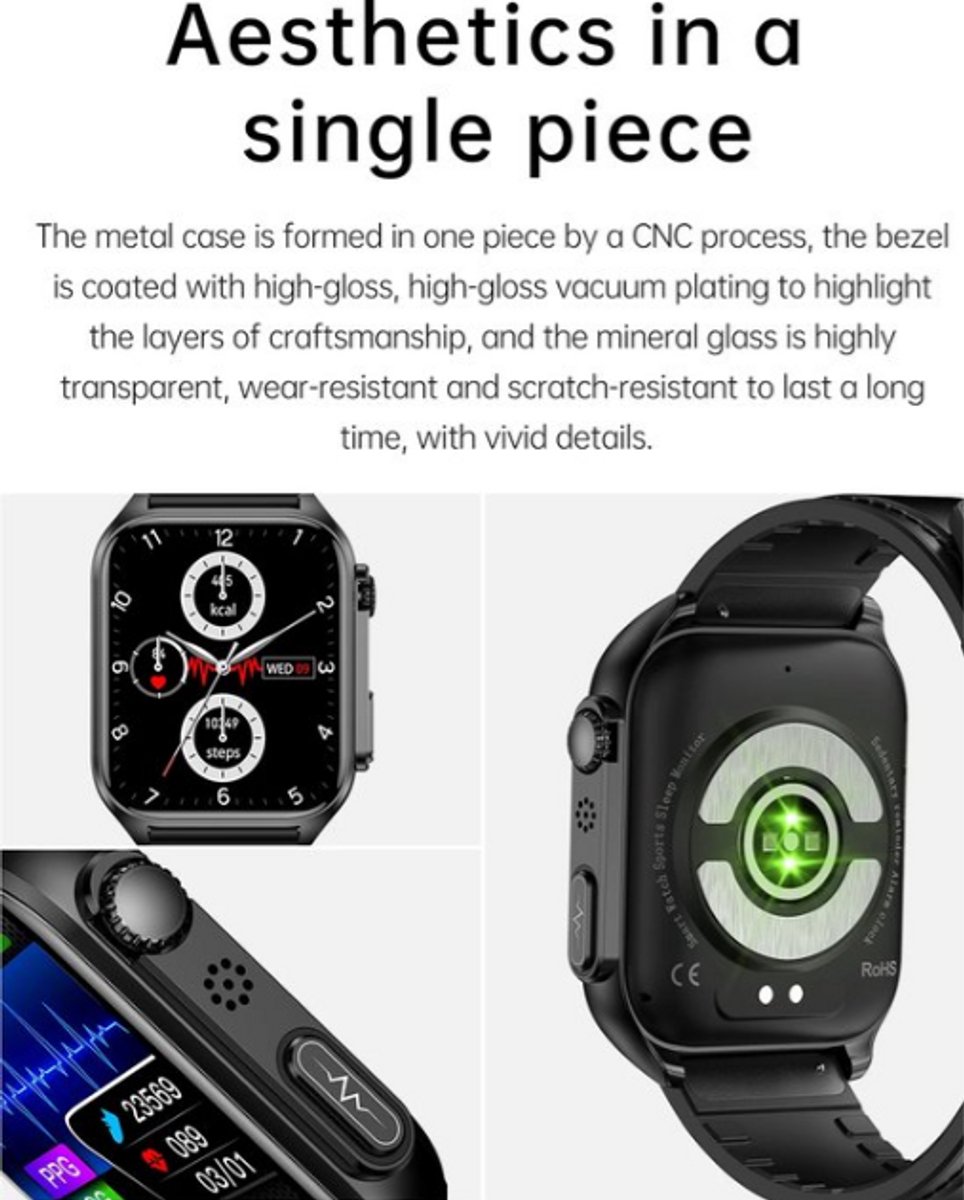 Afbeelding 3 van 2025 Smartwatch voor Mannen Zwart met Gezondheidsmonitoring