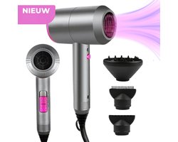 Ionische Haardroger met Diffuser - 3 Warmtestanden - Professionele Föhn voor Glanzend Haar - Grijs