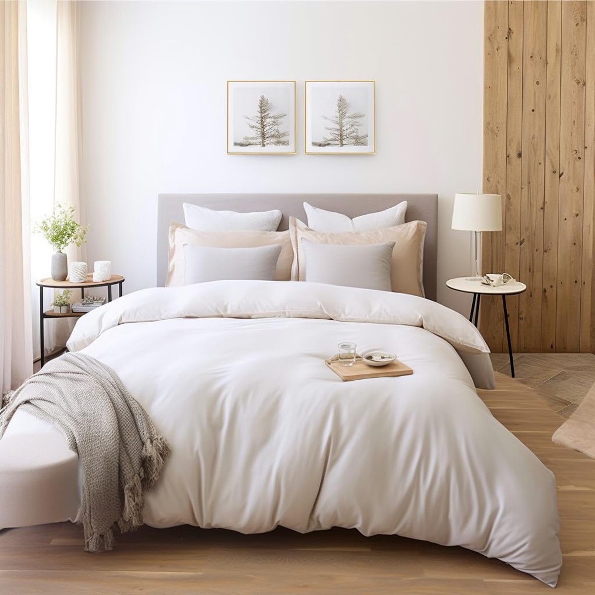 Unyqoos Stijlvolle en Comfortabele Microvezel Dekbedovertrekset voor Elk Seizoen 200 x 200 cm wit