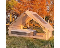 Tourus - Camping Tent - Opblaasbare Tent - 4 Personen - Glamping Tent - Luxe Kampeertent - Wind en Waterdicht - Grote Tent - Opblaasbaar - 288x203x195cm - Inclusief Bevestigingsmateriaal - Complete Set
