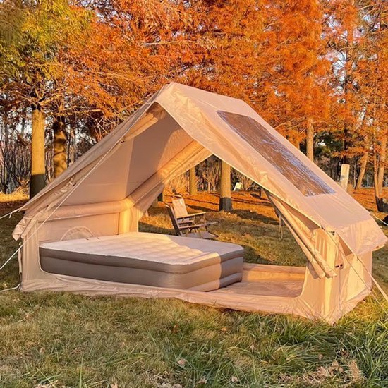 Tourus - Camping Tent - Opblaasbare Tent - 4 Personen - Glamping Tent - Luxe Kampeertent - Wind en Waterdicht - Grote Tent - Opblaasbaar - 288x203x195cm - Inclusief Bevestigingsmateriaal - Complete Set