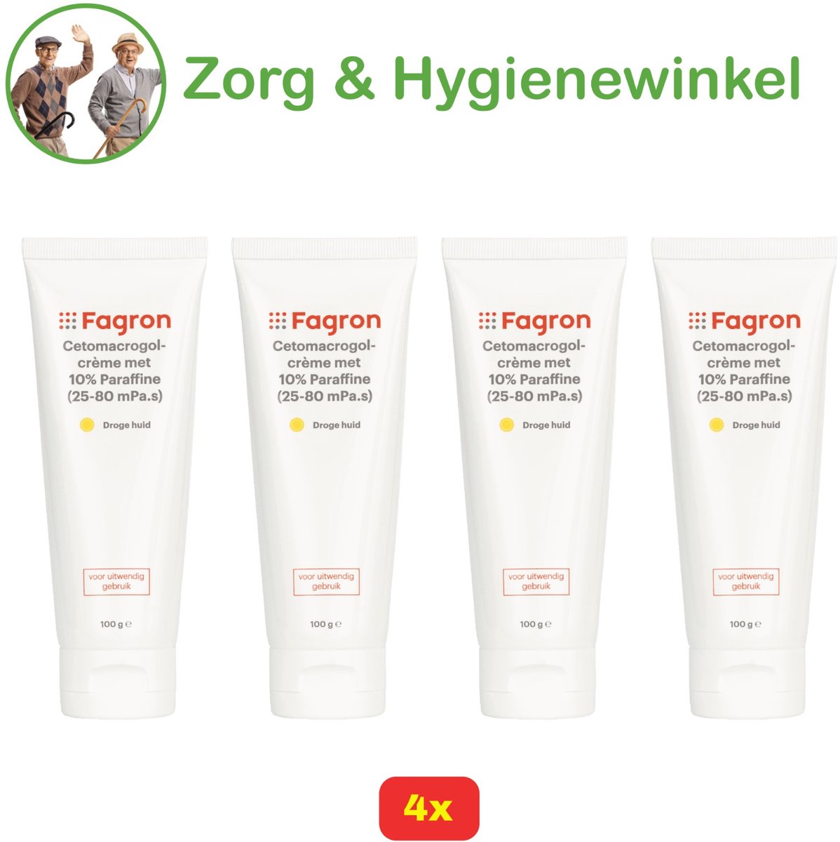 4x - Cetomacrogolcrème met 10% Paraffine (25-80mPa.s) - Voordeelverpakking!