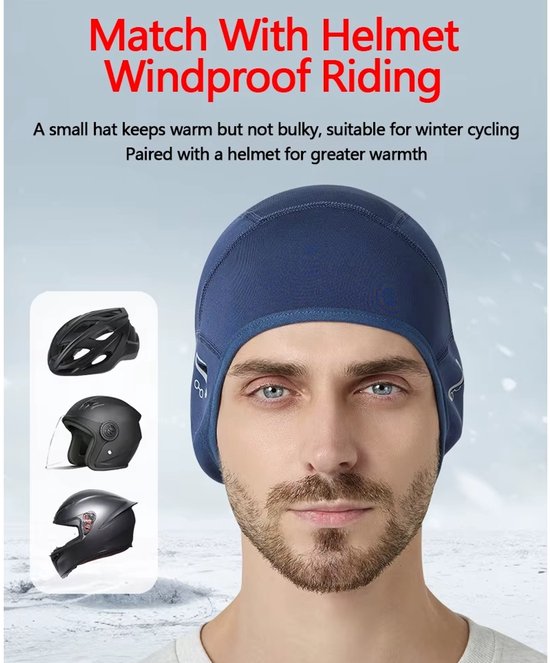 Actie4you® - Helmmuts geschikt voor Fiets - Scooter - Motor - Fietskleding Winter - Zwart — afbeelding 5