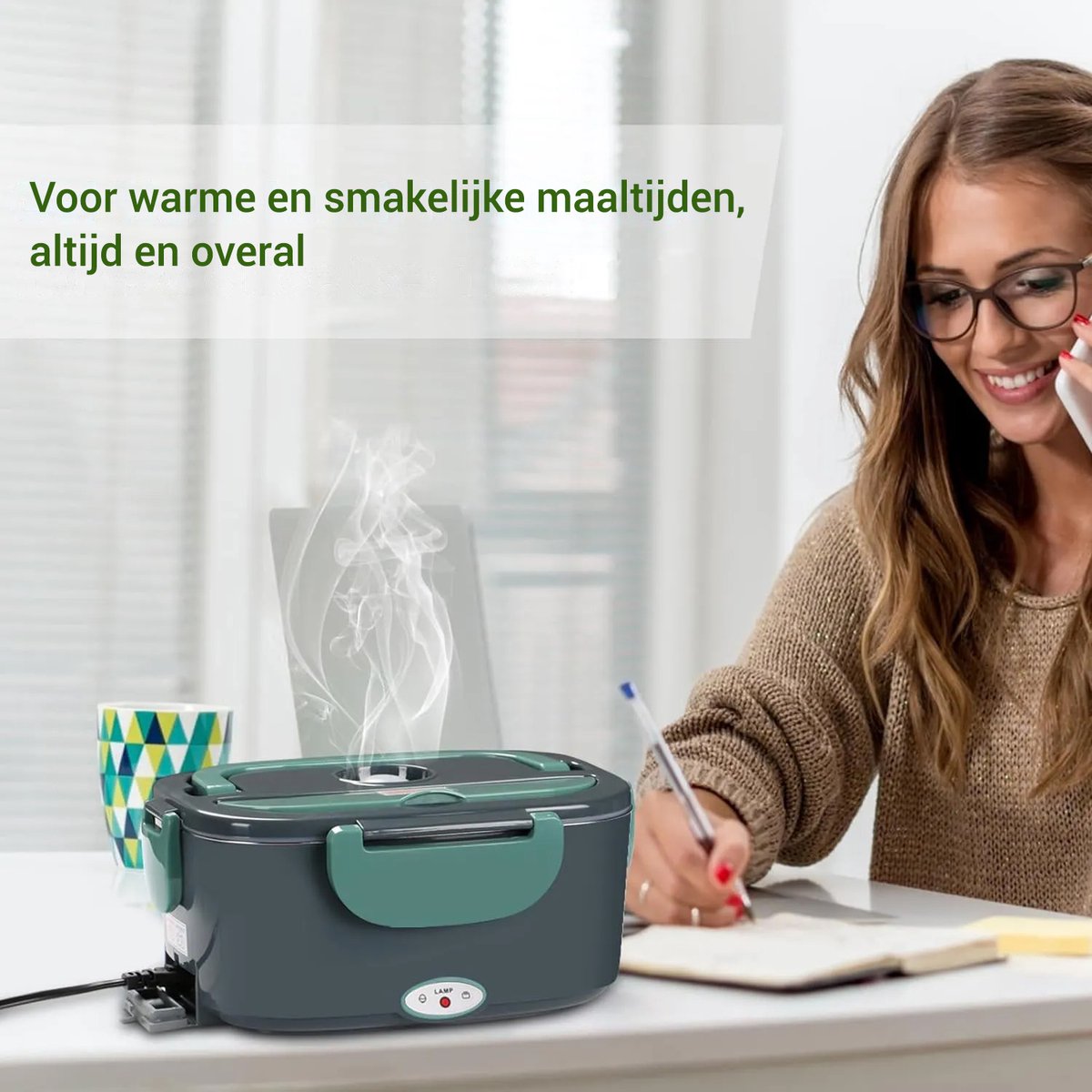 Elektrische Lunchbox - Elektrische Verwarmde Broodtrommel - Draagbare Lunchbox - Verwarmde Lunchbox - Elektrische Lunchbox met Compartimenten - Verwarmde Lunchtrommel - voor Warme Maaltijden - Inclusief 2 Lepels, Mes en Vork - 220 V — cadeau in Kookcadeaus - foto 3