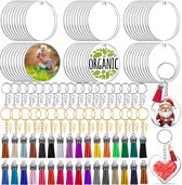 60 Stuks DIY Sleutelhanger Acryl, Transparante acryl Sleutelhangers met Kwasthanger, Acryl