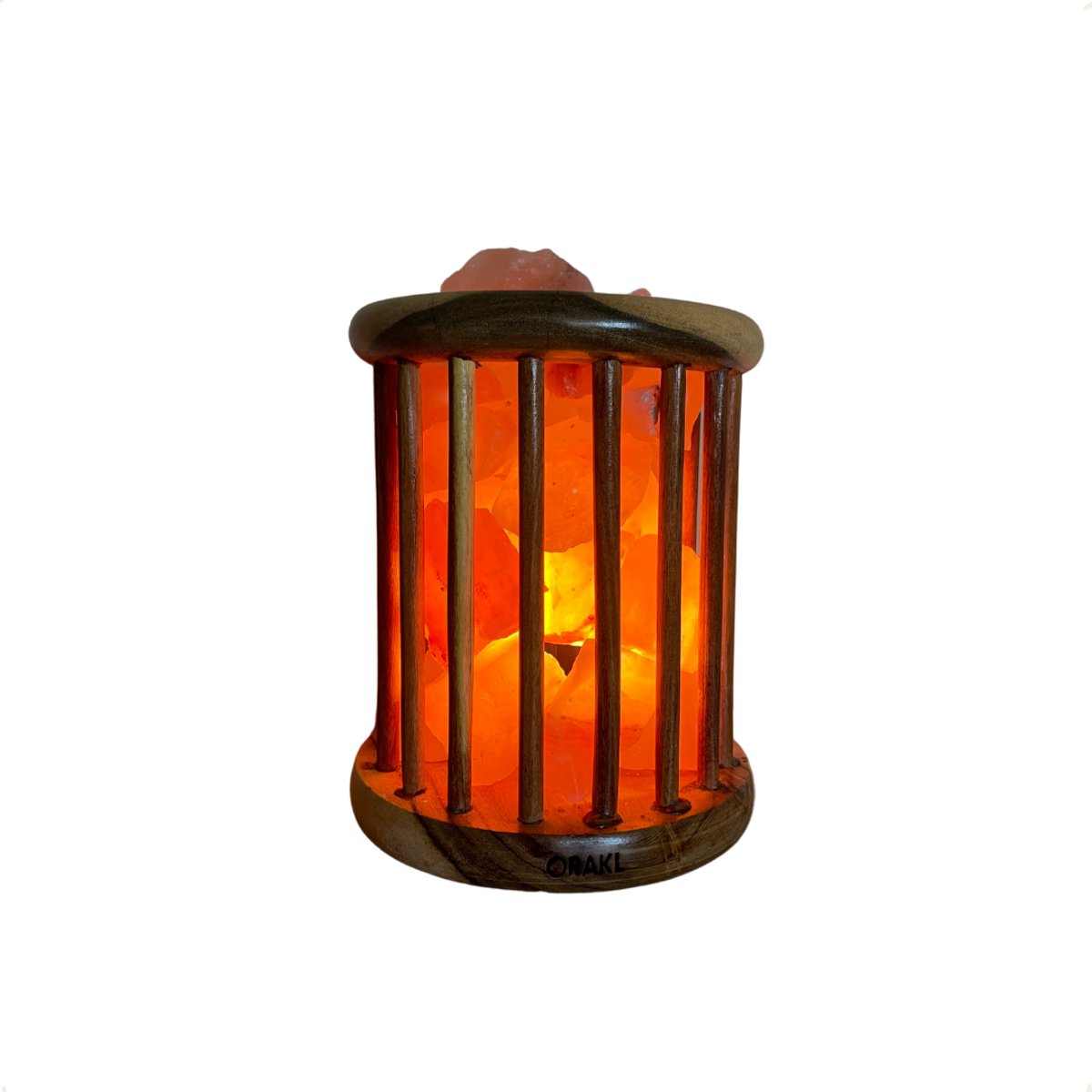 Orakl Dimbare Himalaya Zoutlamp Fira Cylinder – 3-4 KG – Tafellamp - Nachtlamp - Met Pure Zoutstenen Oranje