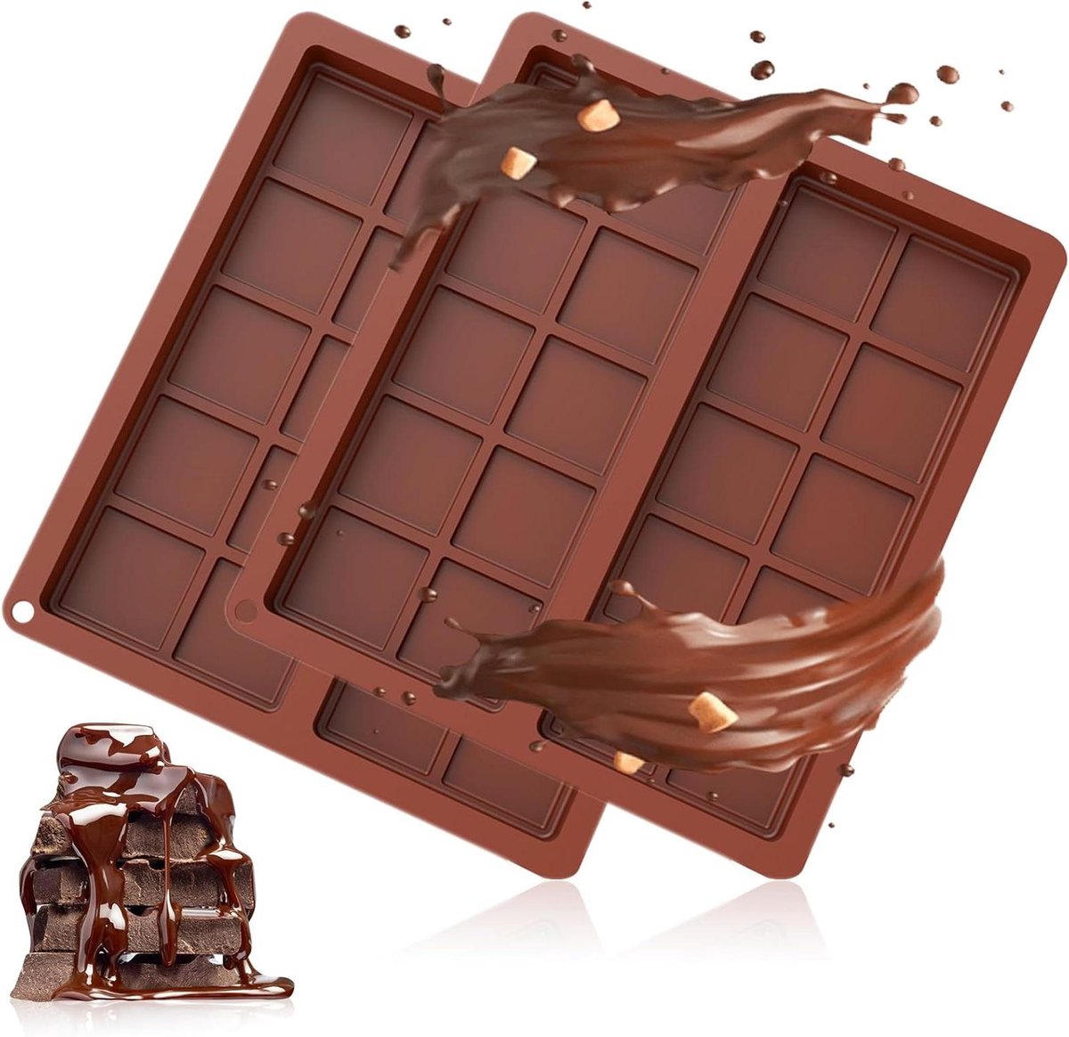 2 stuks Diepe Siliconen Chocoladebakvormen - Extra Diep voor Bonbons en Snoepjes