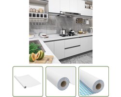 vidaXL Pvc Folie - Meubelfolie - Meubelfolie zelfklevend 500x90 cm PVC wit - Zelfklevende Folie - Wanddecoratie - Meubelrenovatie
