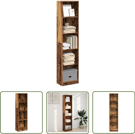 Kamerscherm/boekenkast 100x24x140 cm bewerkt hout oud hout