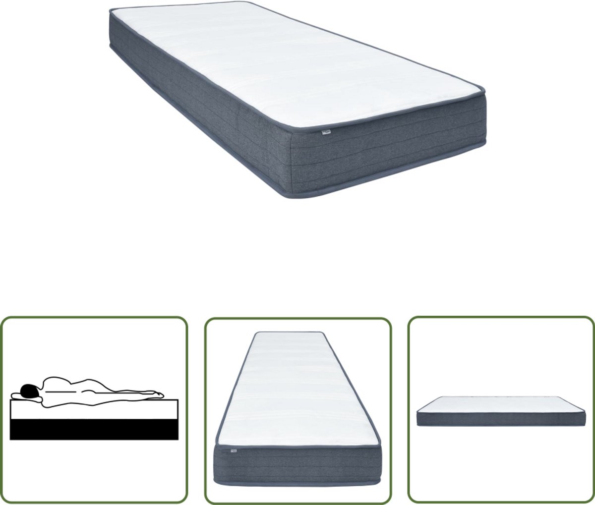 vidaXL Pocketveringmatras - Boxspringmatras - Boxspringmatras 190x90x20 cm medium zacht stof - Matras - Slaapproducten - Beddengoed