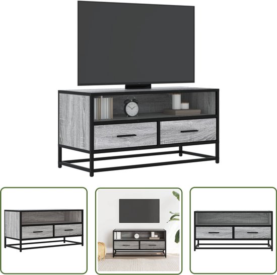Tv-meubel met LED 140x36,5x40 cm bewerkt hout zwart eiken