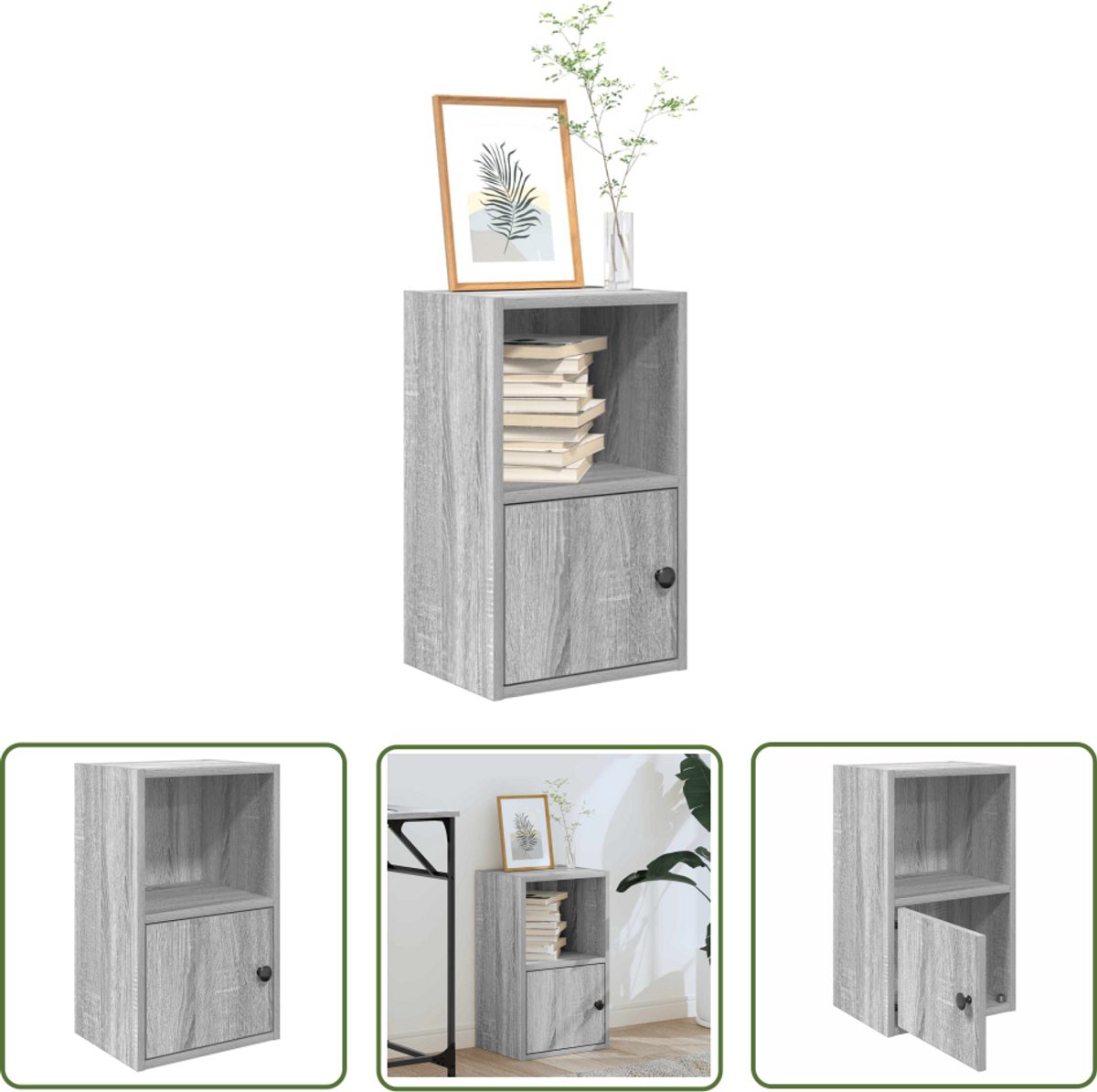 vidaXL Houten Boekenkast - Boekenkast - Boekenkast 31x24x52 cm bewerkt hout grijs sonoma eikenkleurig - Grijze Boekenkast - Compact Boekenkast - Opbergkast