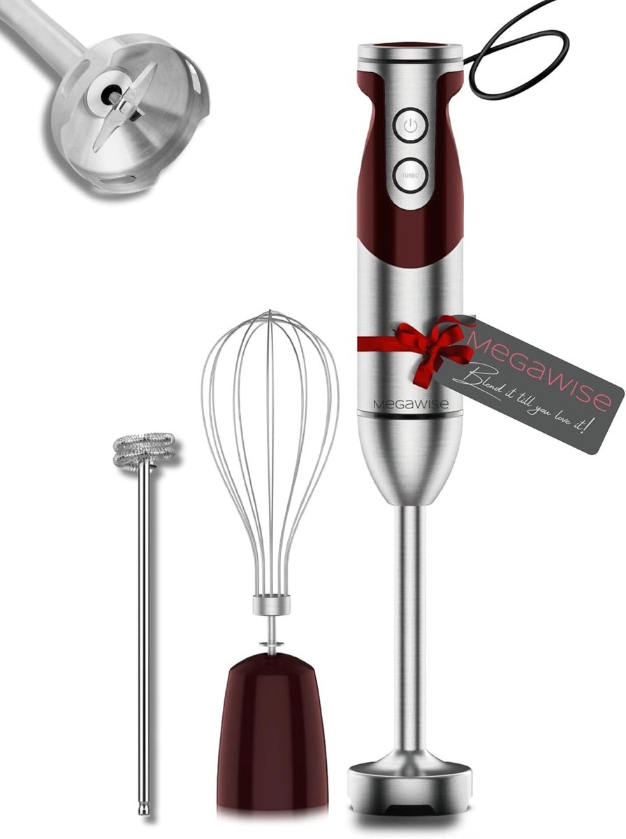 Hoogvermogen Staafmixer 400W - 3-in-1 Mixaccessoires met Verstelbare Snelheid