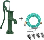Deltaline - Zwengelpomp met 5 meter aanzuigslang met messing voetklep volledig gemonteerd (groen) plus bouten en moeren