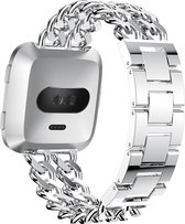 Metaal "double chain" bandje zilver geschikt voor Fitbit Versa (Versa 2, Versa Lite)