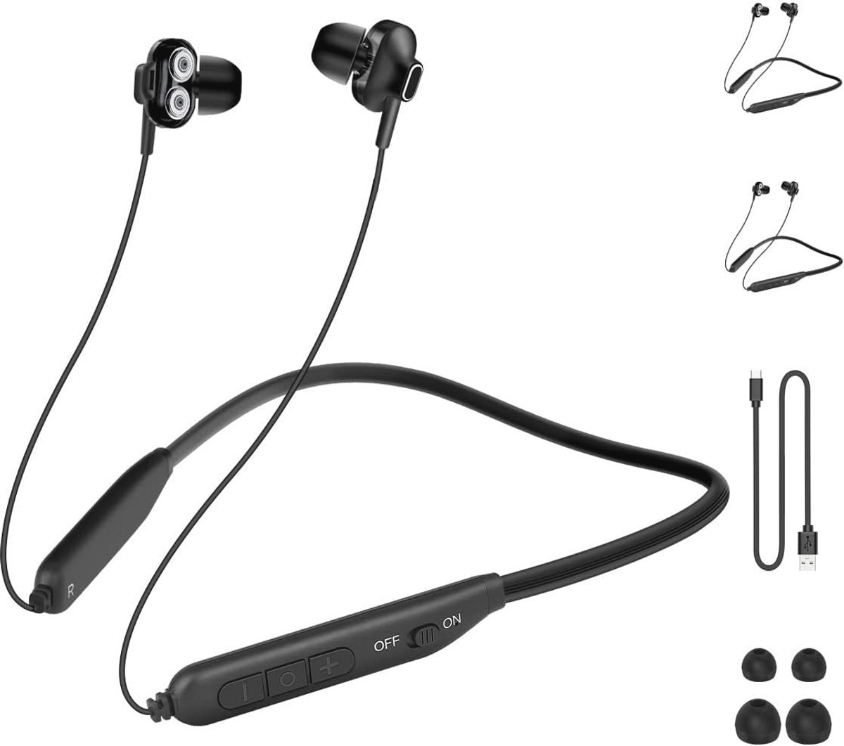 Draadloze Bluetooth Oordopjes - Pack van 2, Magnetisch, Ergonomisch Ontwerp, Extra Bas voor Sport en Gym