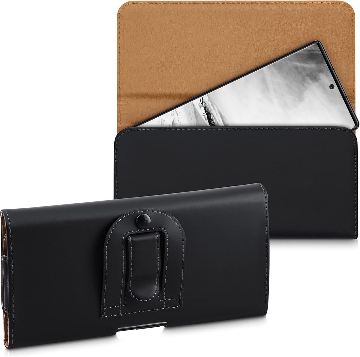 Heuptasje voor smartphone met gordelclip - Zwart imitatieleren fanny pack 17,2 x 8,5 cm