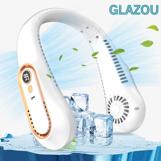 Glazou Nekventilator Draagbaar Bladloos 5 Snelheden USB Oplaadbaar 18 uur Batterij Ergonomisch Design