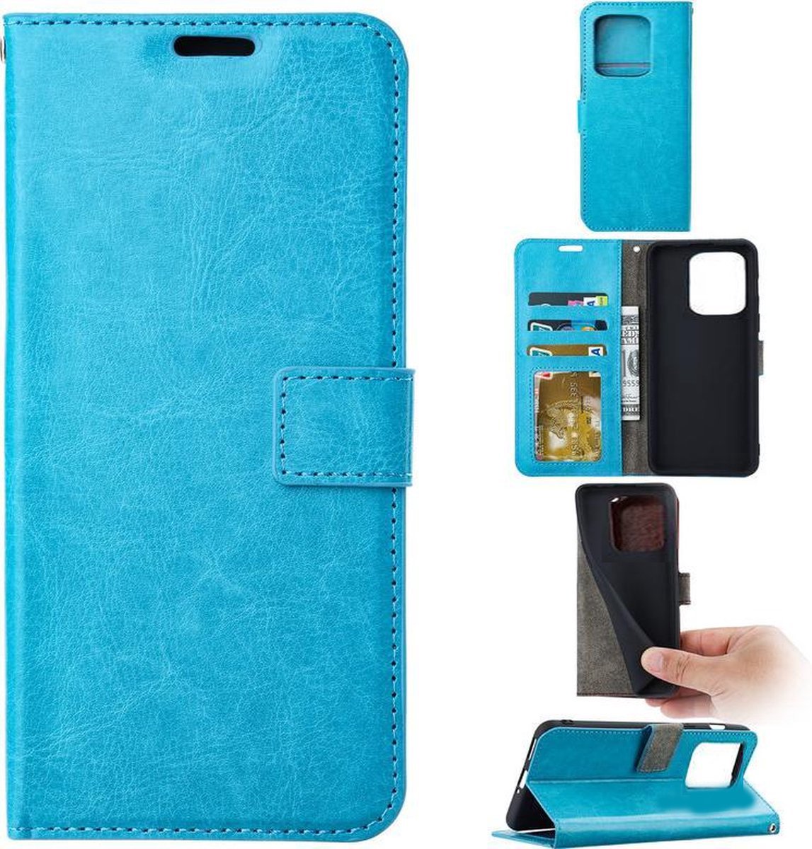 Portemonnee Book Case Hoesje Geschikt voor: Xiaomi Redmi 13C & / Poco C65 - Turquoise