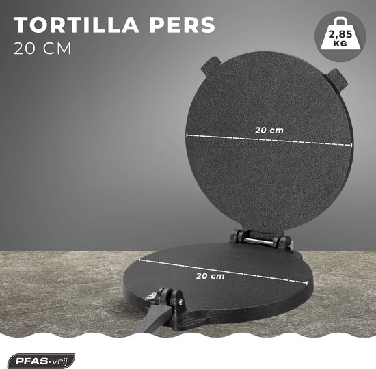 Castex Authentic Presse à tortillas Ø 20cm - Presse à tortillas - Poêle à tortillas - Machine à tacos