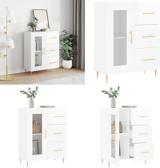 Dressoir 69,5x34x90 cm bewerkt hout wit | -nl