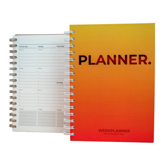 UNIVERSELE WEEKPLANNER - 2025 - Geel Rood - A5 - Jaaroverzicht - To do lijst - Notities - Verjaardagen