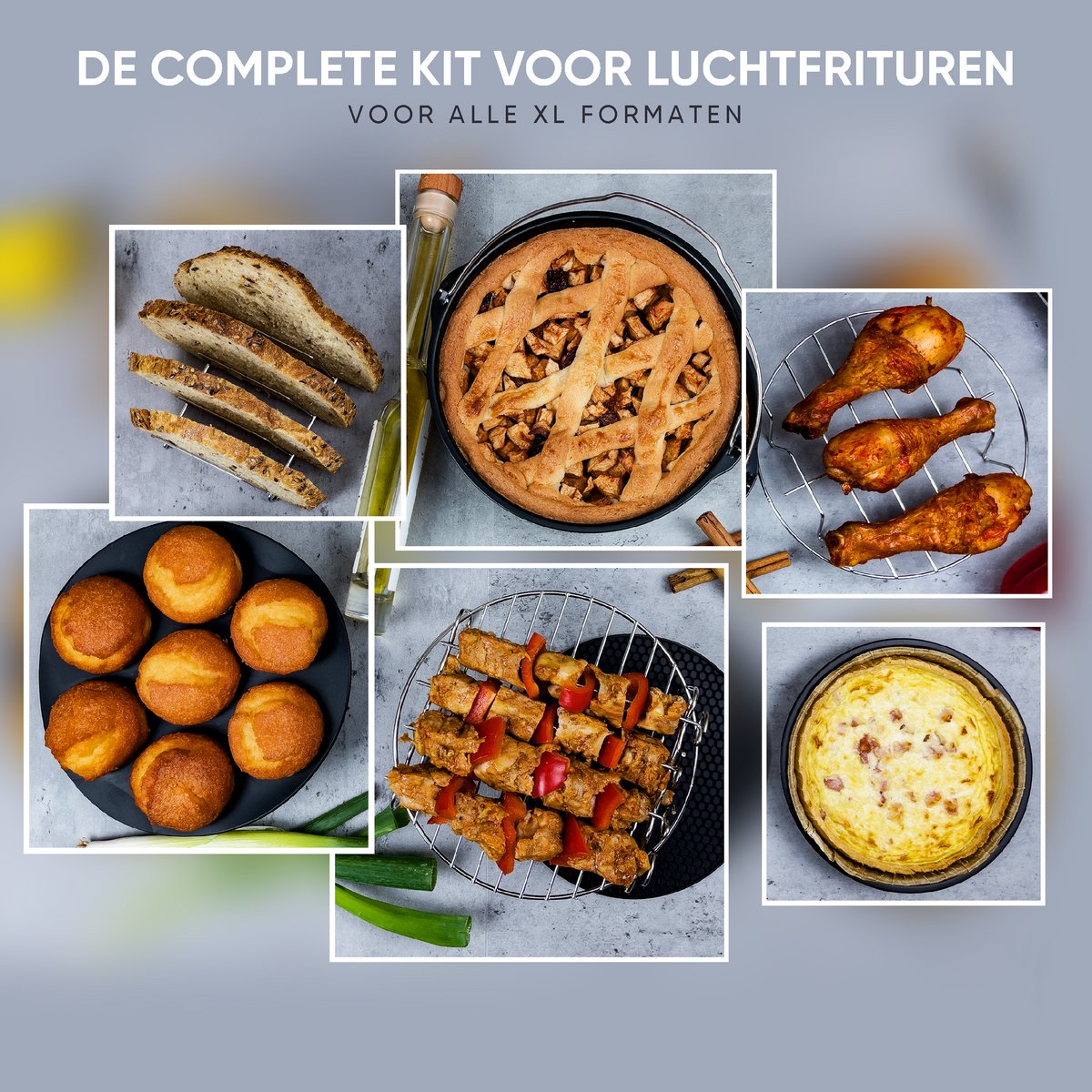VAIVE Heteluchtfriteuse Accessoires Set - Geschikt voor alle Airfryer XL en XXL - ⌀ 20 cm — afbeelding 7