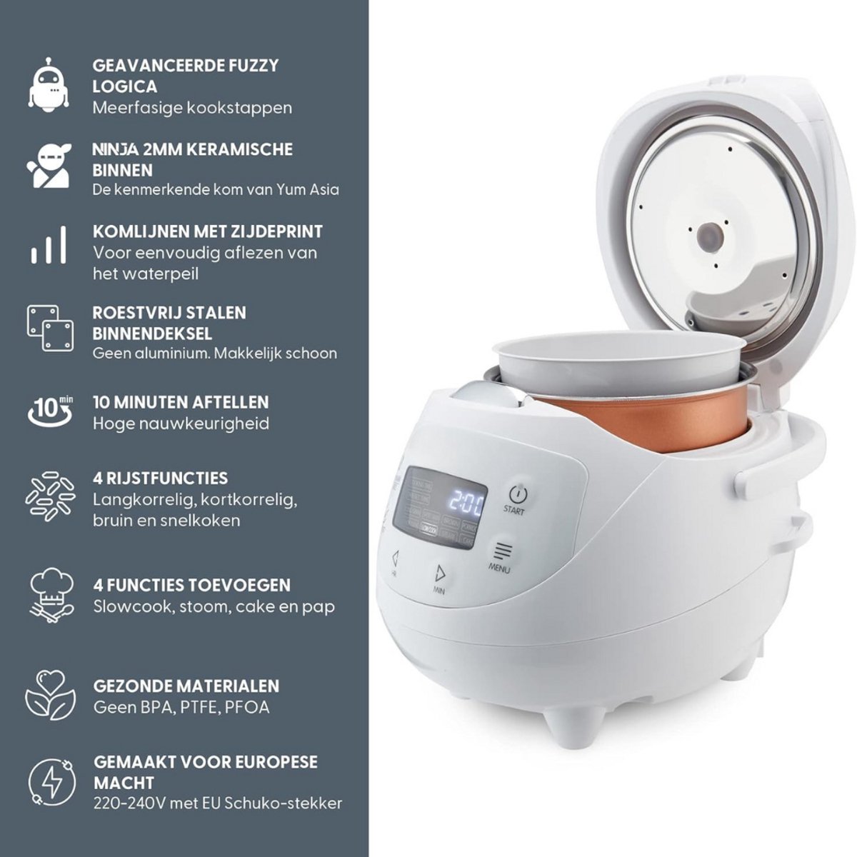 Afbeelding 2 van Slowcooker Met Timer - Digitale Slowcooker Met Timer - Programmeerbare Slowcooker - Hotpot - Elektrische Slowcooker - Binnenpan - Keramische Binnenpan - Timerfunctie - Warmhoudfunctie - Snelkookpan - Rijstkoker - RVS