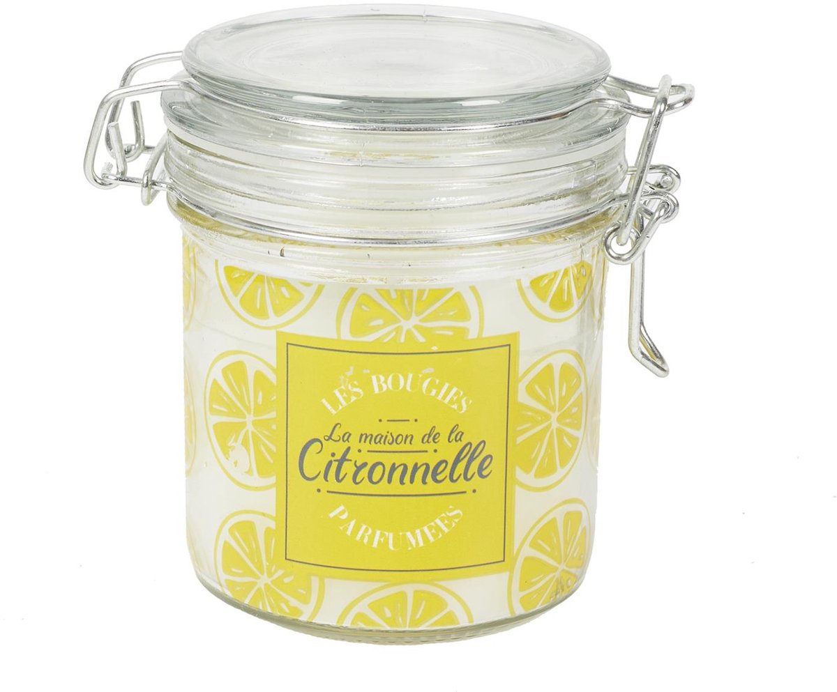 WDMT Zeste de Soleil – Citronella Geurkaars tegen Muggen – Ø 8,5 cm – Buitenkaars met Citroengeur – Glazen Weckpot – Anti-Mug Kaars voor Tuin & Terras - Geel
