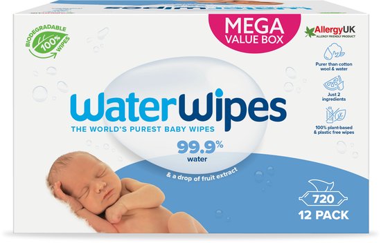 WaterWipes Billendoekjes Bio - 12 x 60 stuks - 720 doekjes