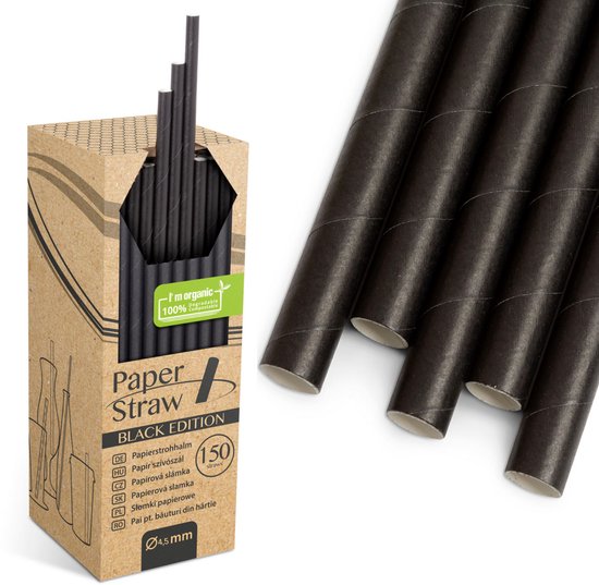 Drinkrietjes papier FSC 240mm zwart 6mm 500st - Carel Lurvink B.V