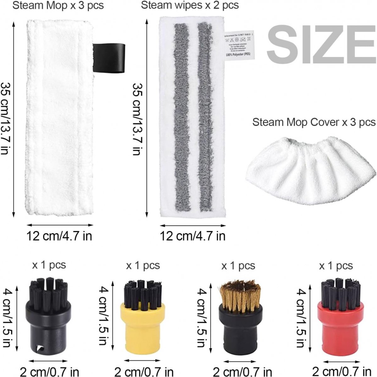 Accessoires Set Geschikt Voor Kärcher Easyfix SC2, SC3, SC4 & SC5 - Stoomreinigeraccessoires - 12-Delig - Vervangende Microvezeldoekjes - Mop Pad Dweil - Borstel voor Stoomreiniger - Stoomreiniger Vervanging Onderdelen - Krachtige Vlekverwijdering – foto 5
