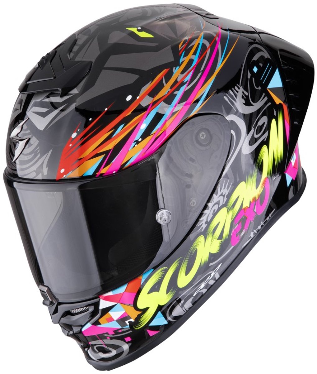 Scorpion Exo-R1 Evo II Air Savage Zwart Blauw Pink - Maat L -